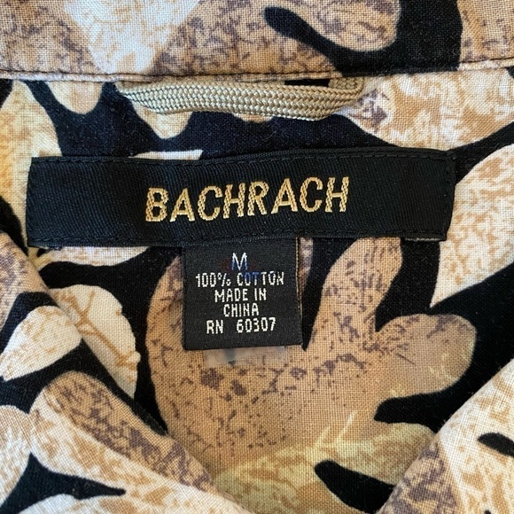Bachrach Men's size Medium tropical novelty print button up short sleeve cotton - Picture 3 of 5